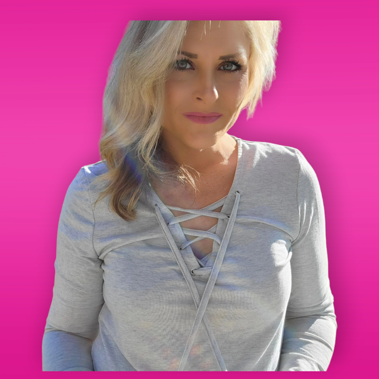 Gray Lace Up Long Sleeve