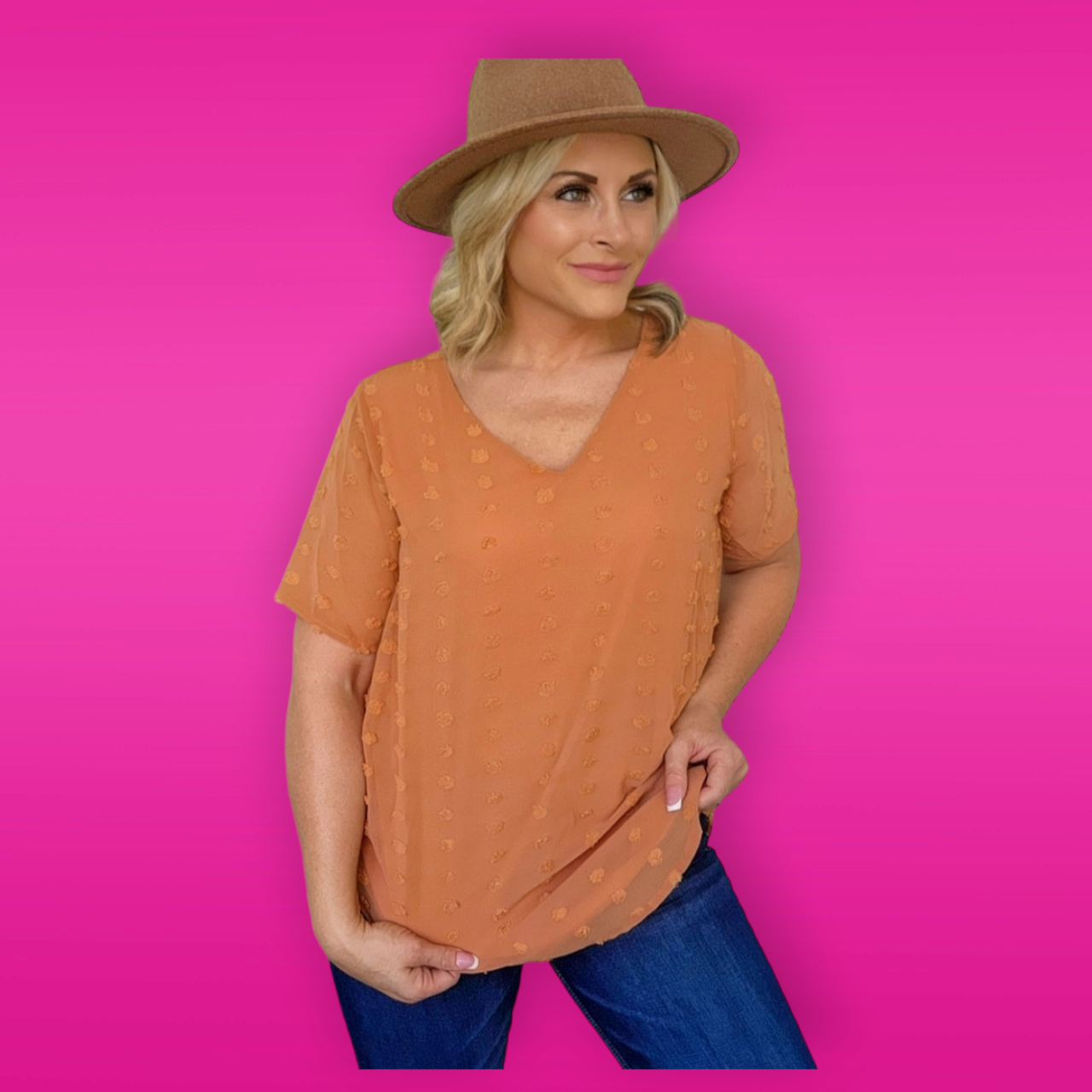 Fall Vibes Dot Detail Short Sleeve