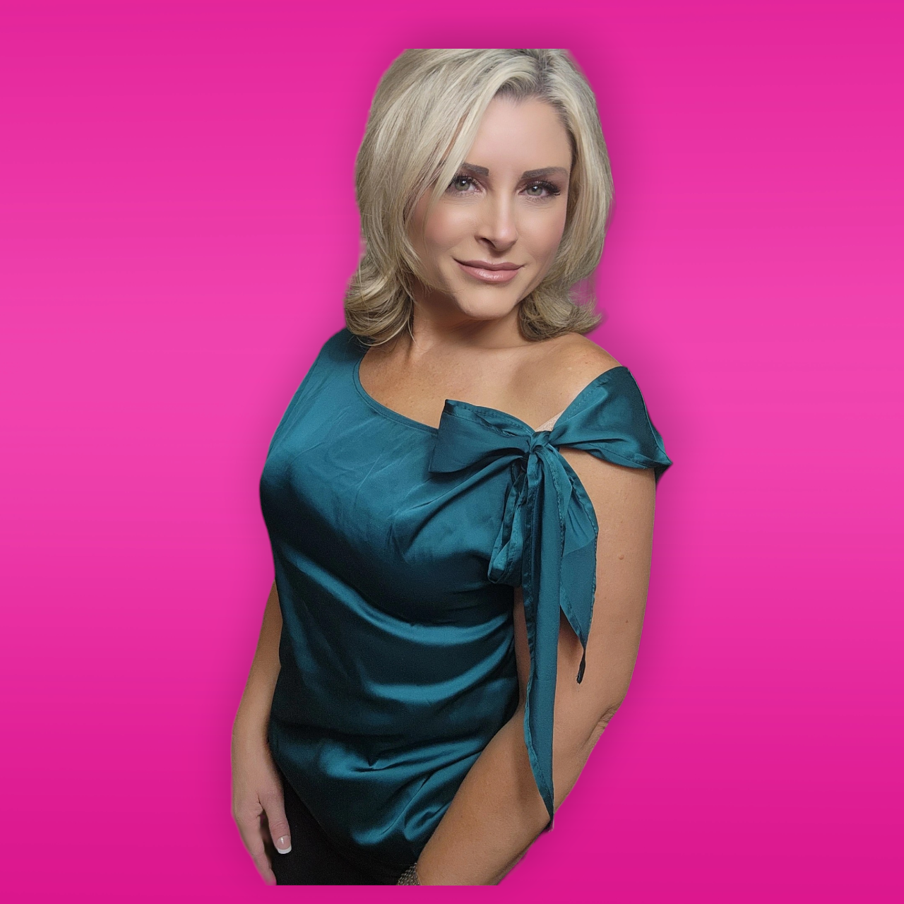 One Shoulder Tied Silk Blouse