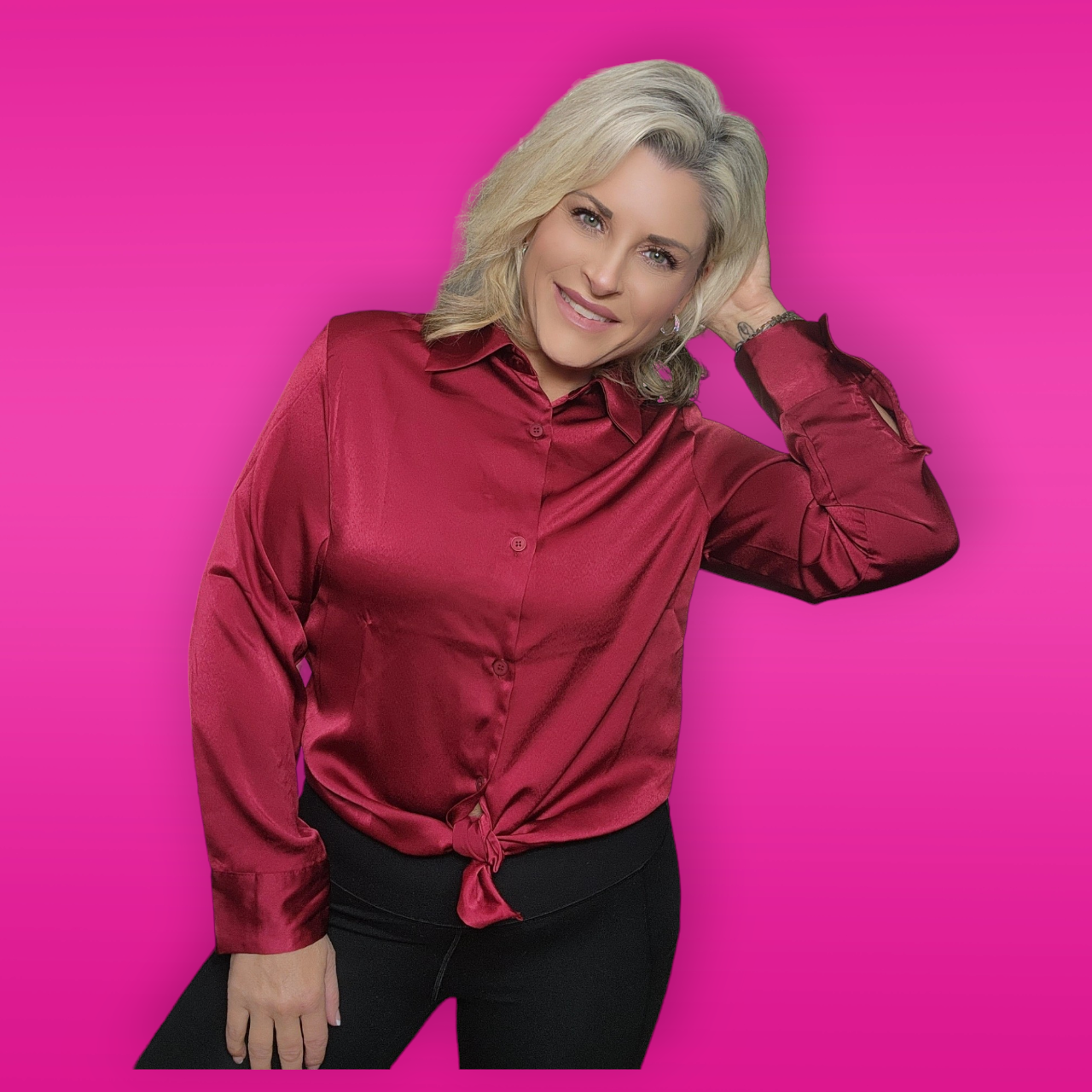 Burgundy Button Down Blouse