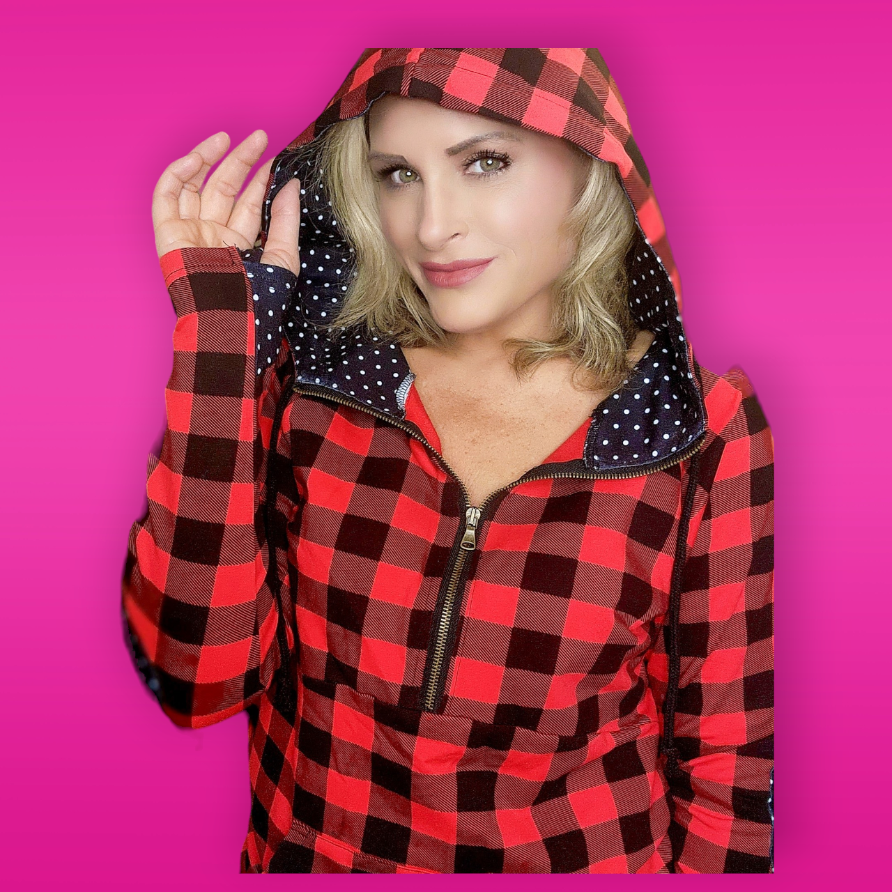 Polka Dot Plaid Pullover