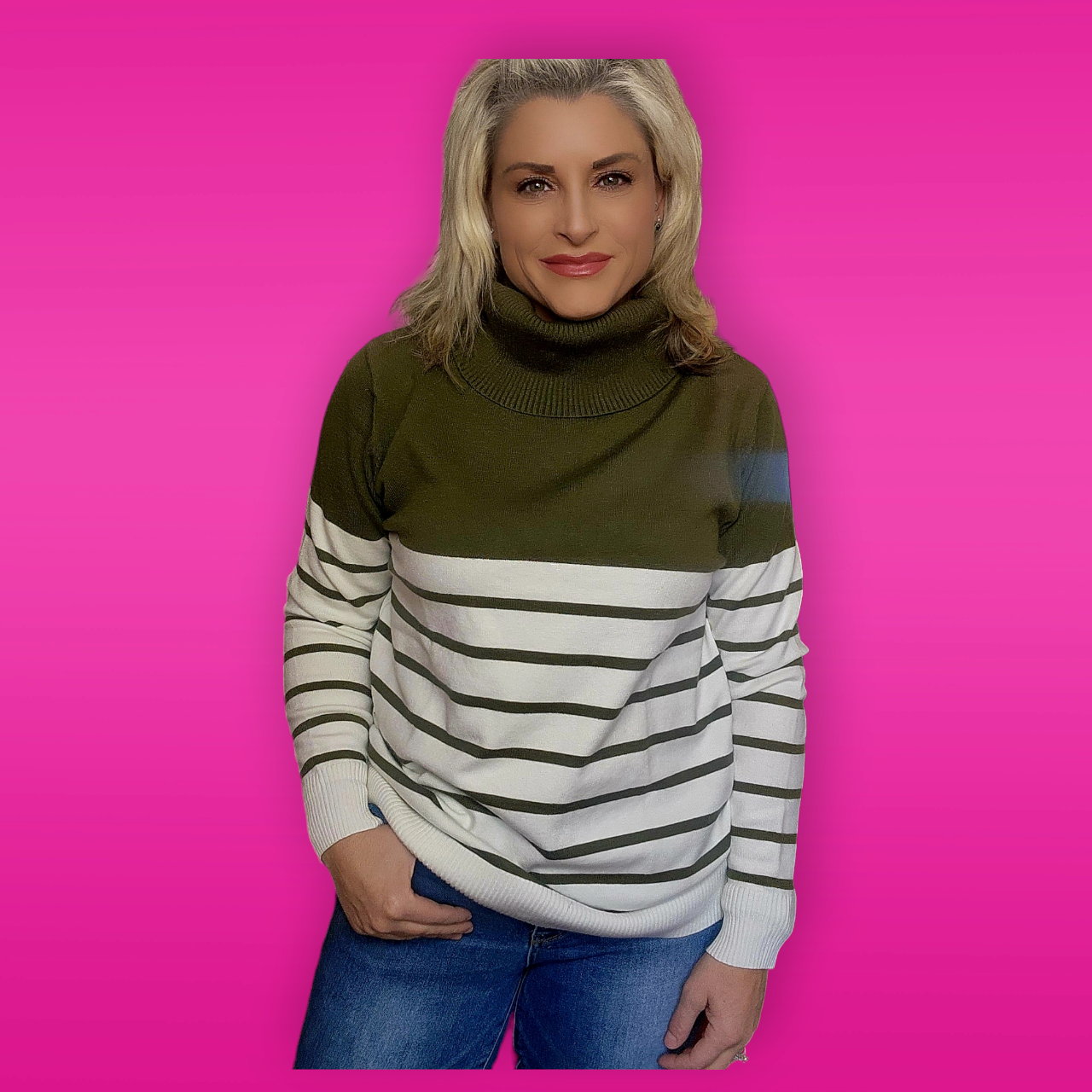 Turtleneck Stripe Color Block