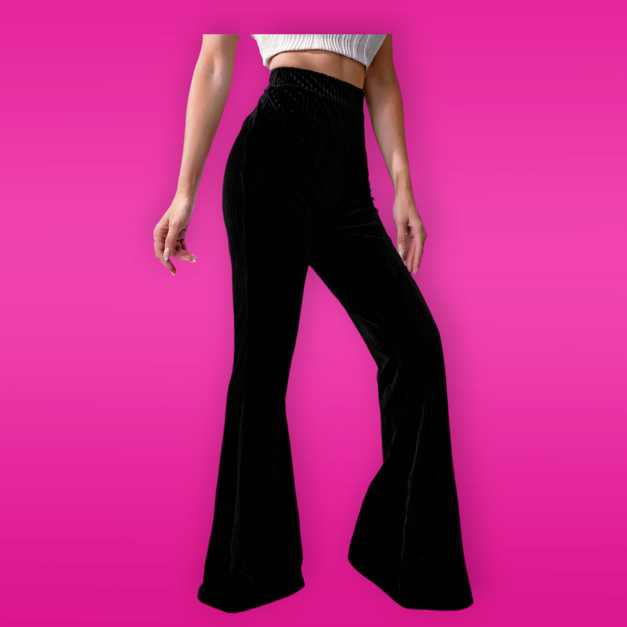 High Waist Flare Corduroy Pull On Pants