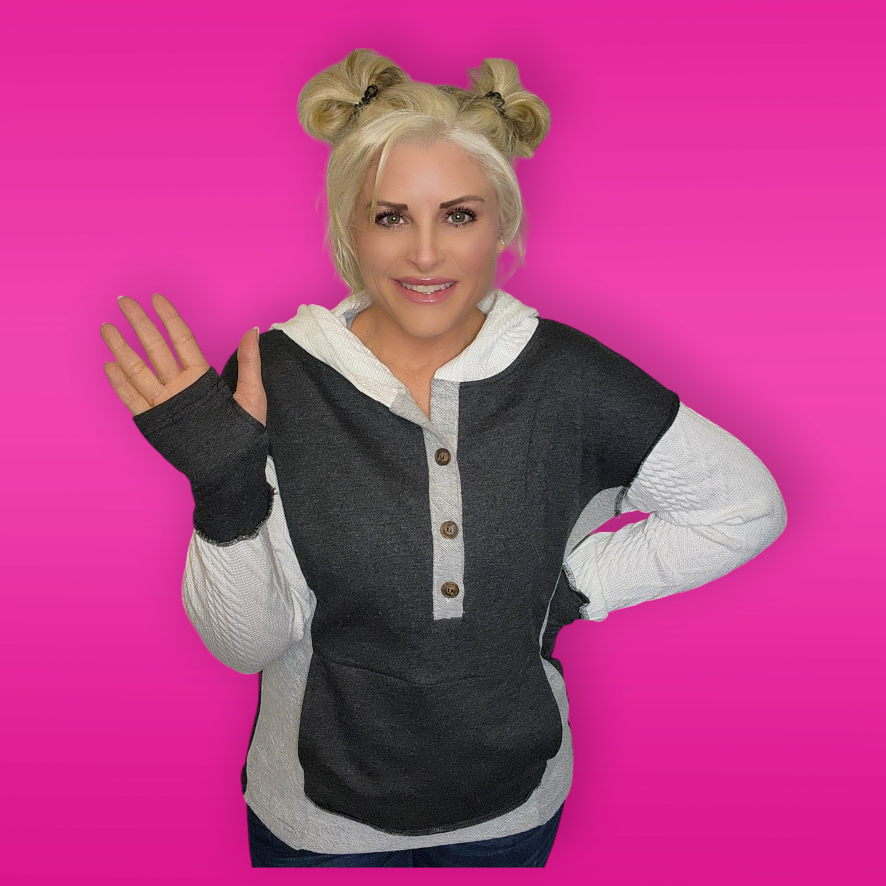 Casual Color Block Long Sleeve French Terry Hoodie