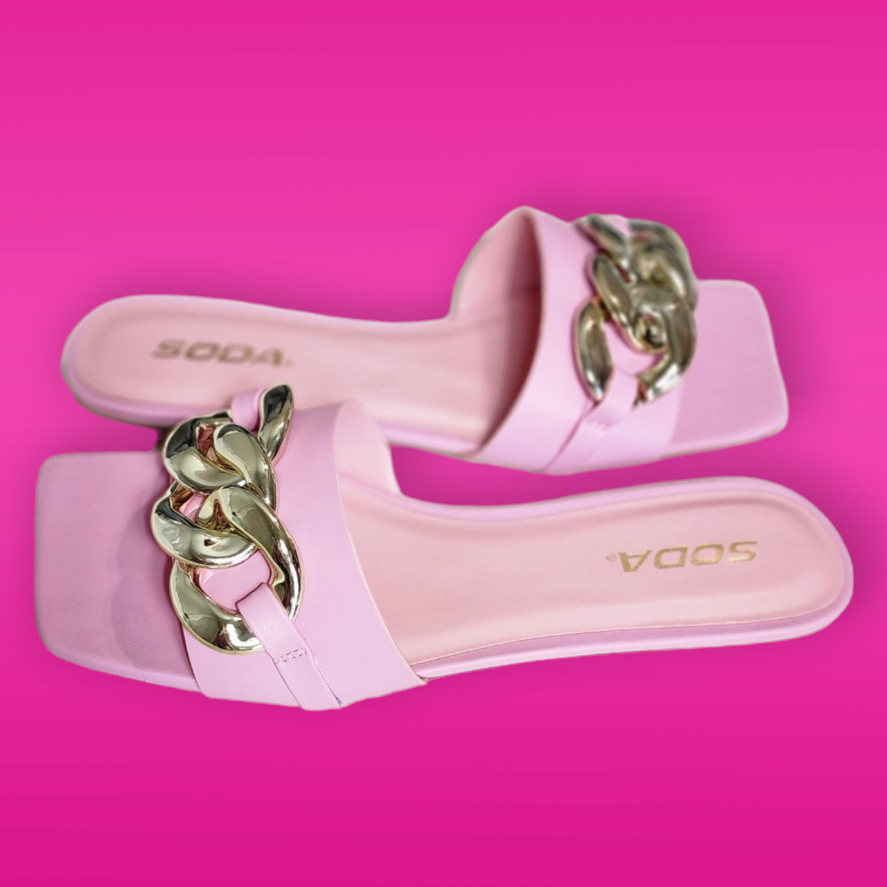 Pink Dressy Slides with Link Charm
