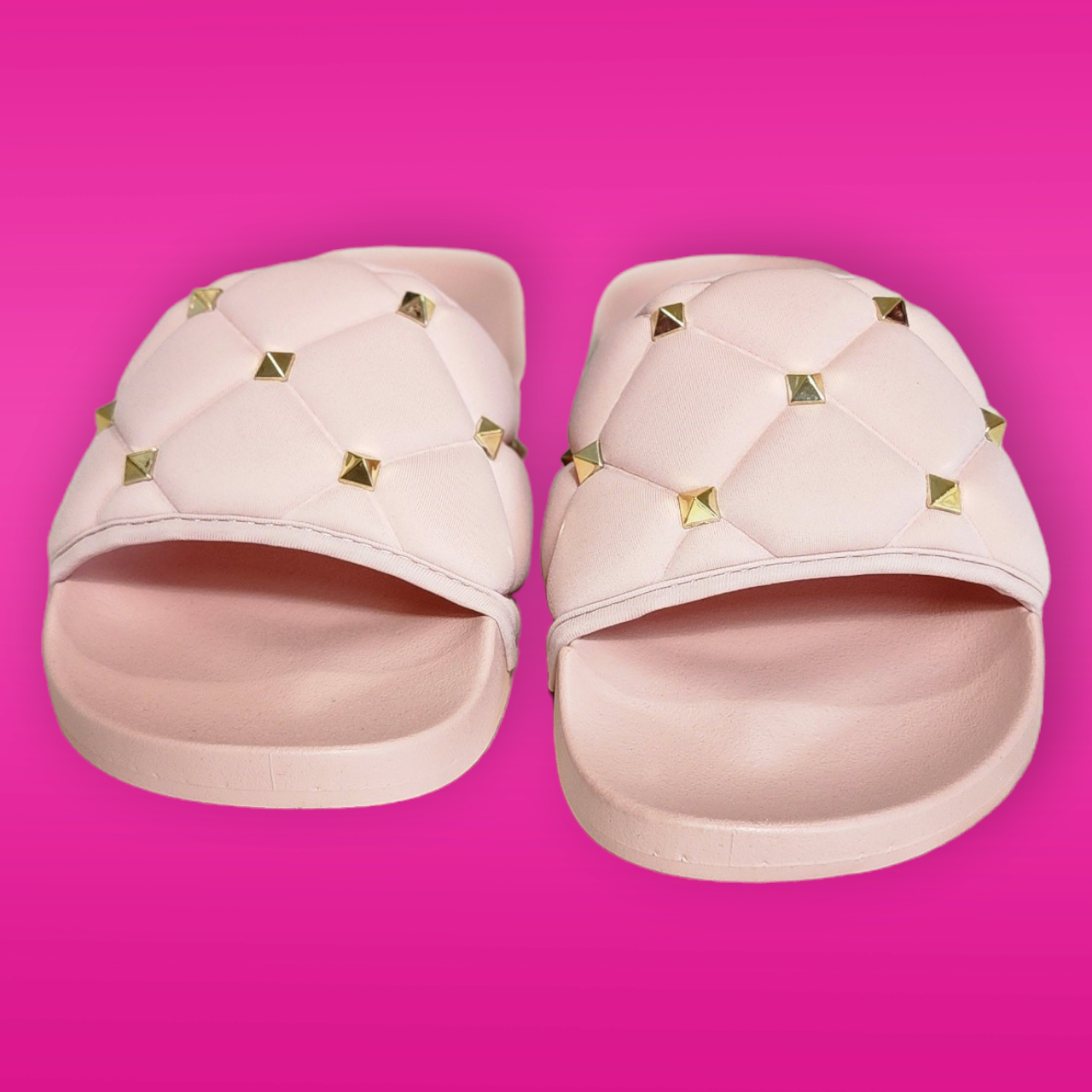 Pink with Gold Stud Slides