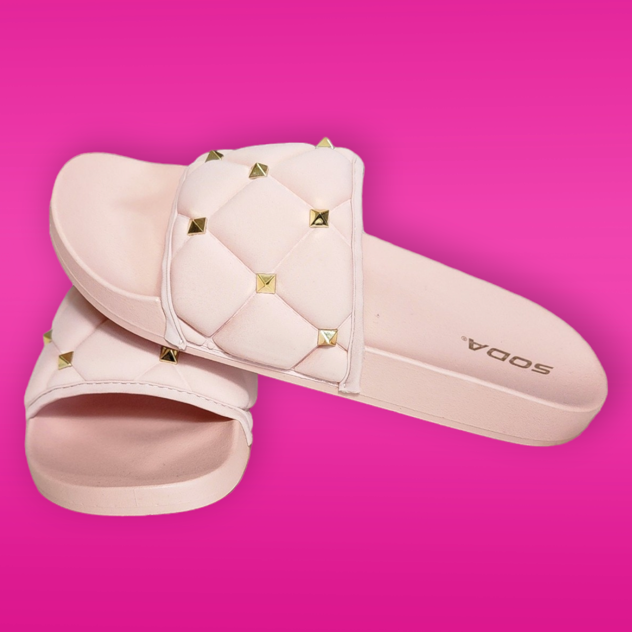 Pink with Gold Stud Slides