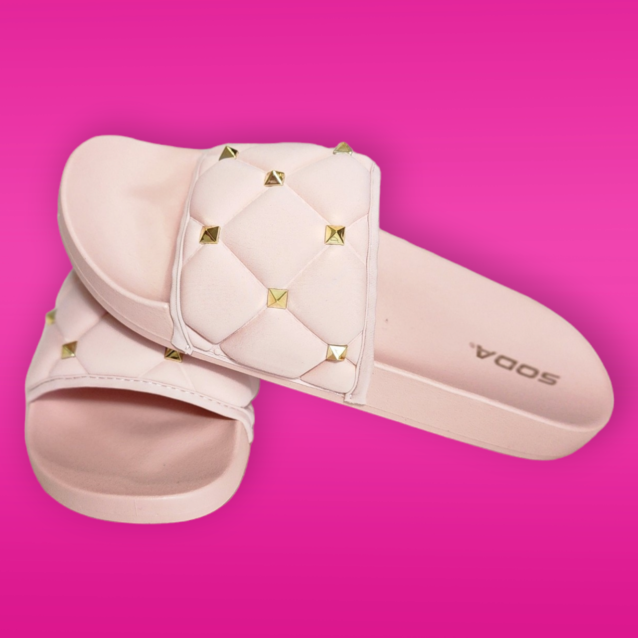 Pink with Gold Stud Slides