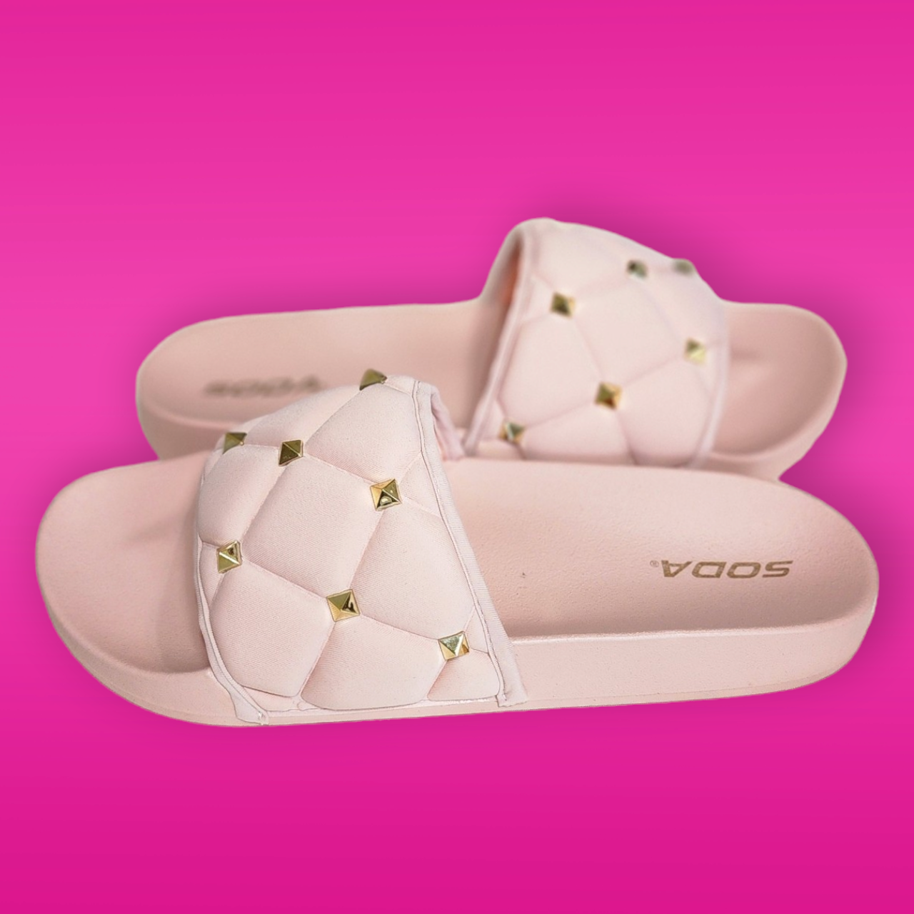 Pink with Gold Stud Slides