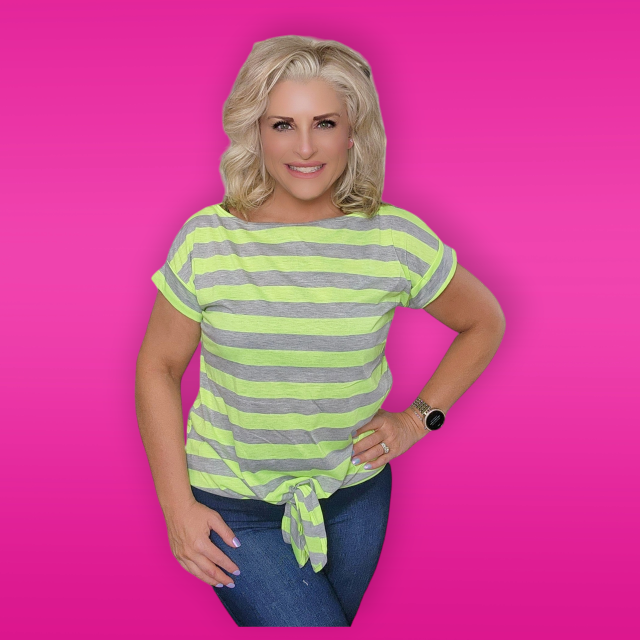 Neon Stripe Short Sleeve