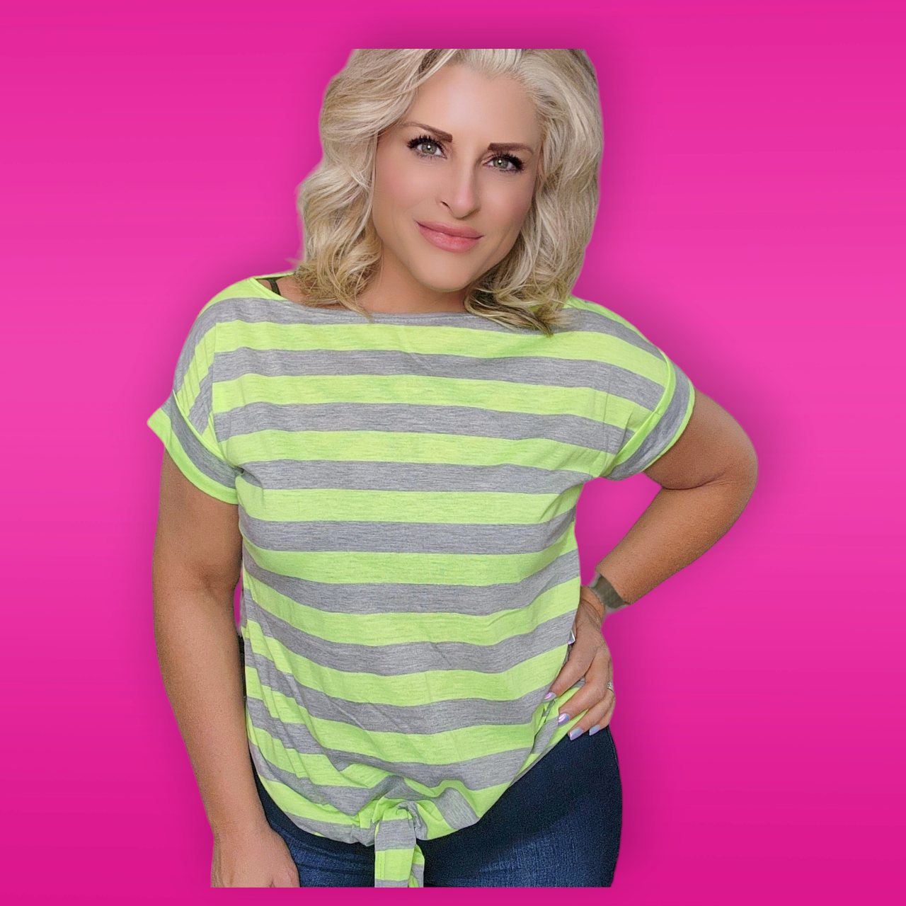 Neon Stripe Short Sleeve