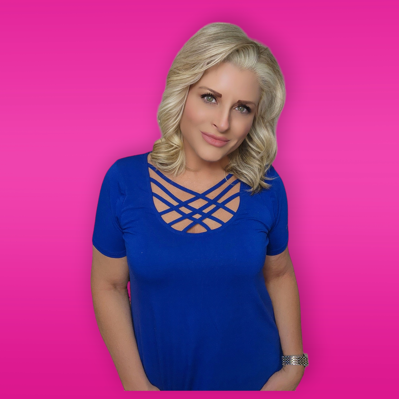 Blue Criss Cross Short Sleeve