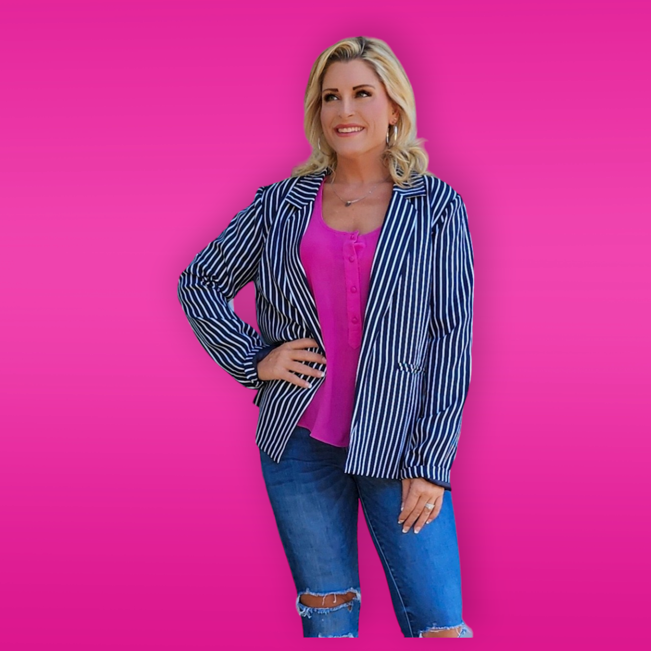 Navy Stripe Blazer