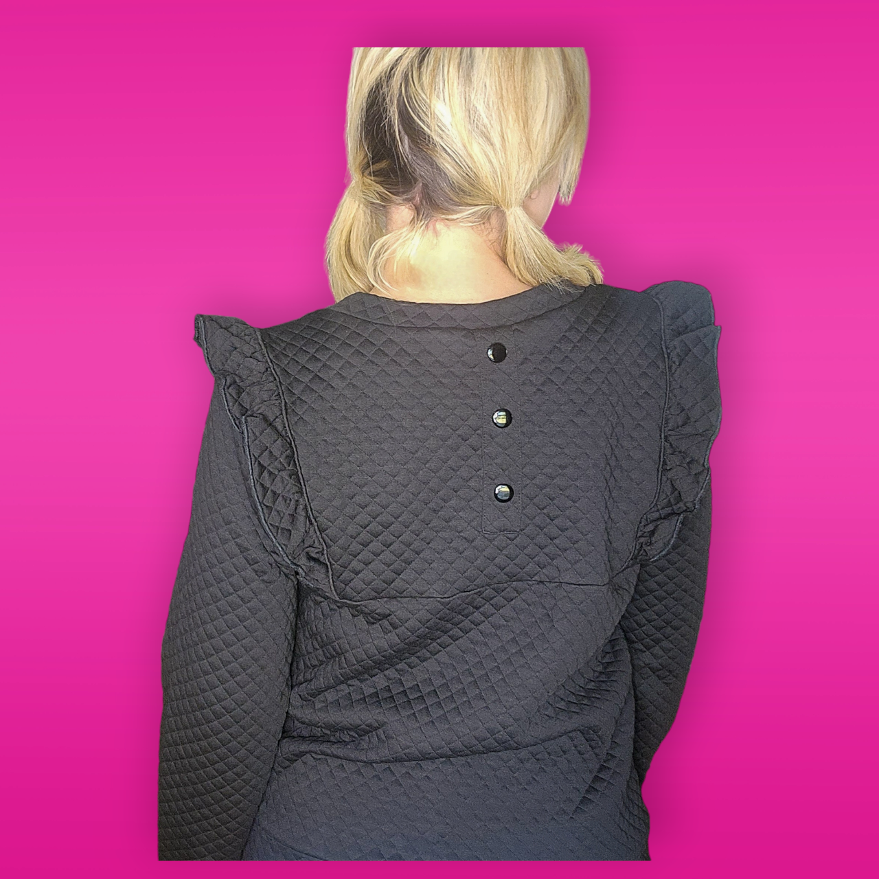 Ruffle Shoulder Quilted Top