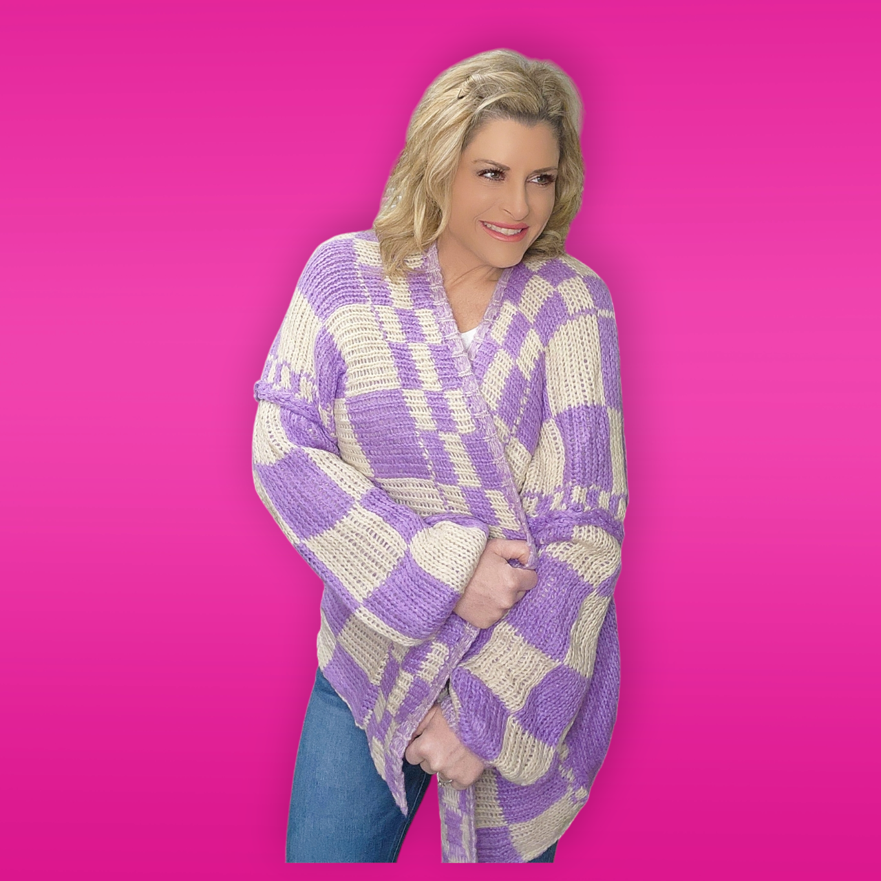 Purple Knit Cardigan