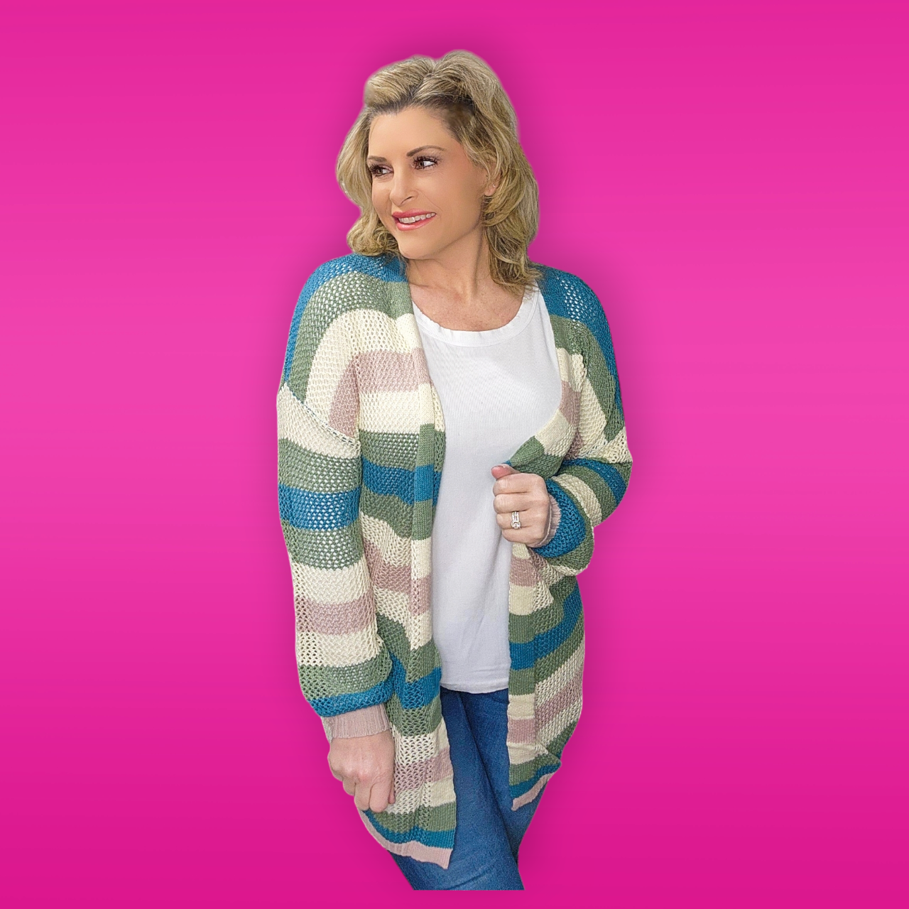 Stripe Lightweight Knit Cardigan