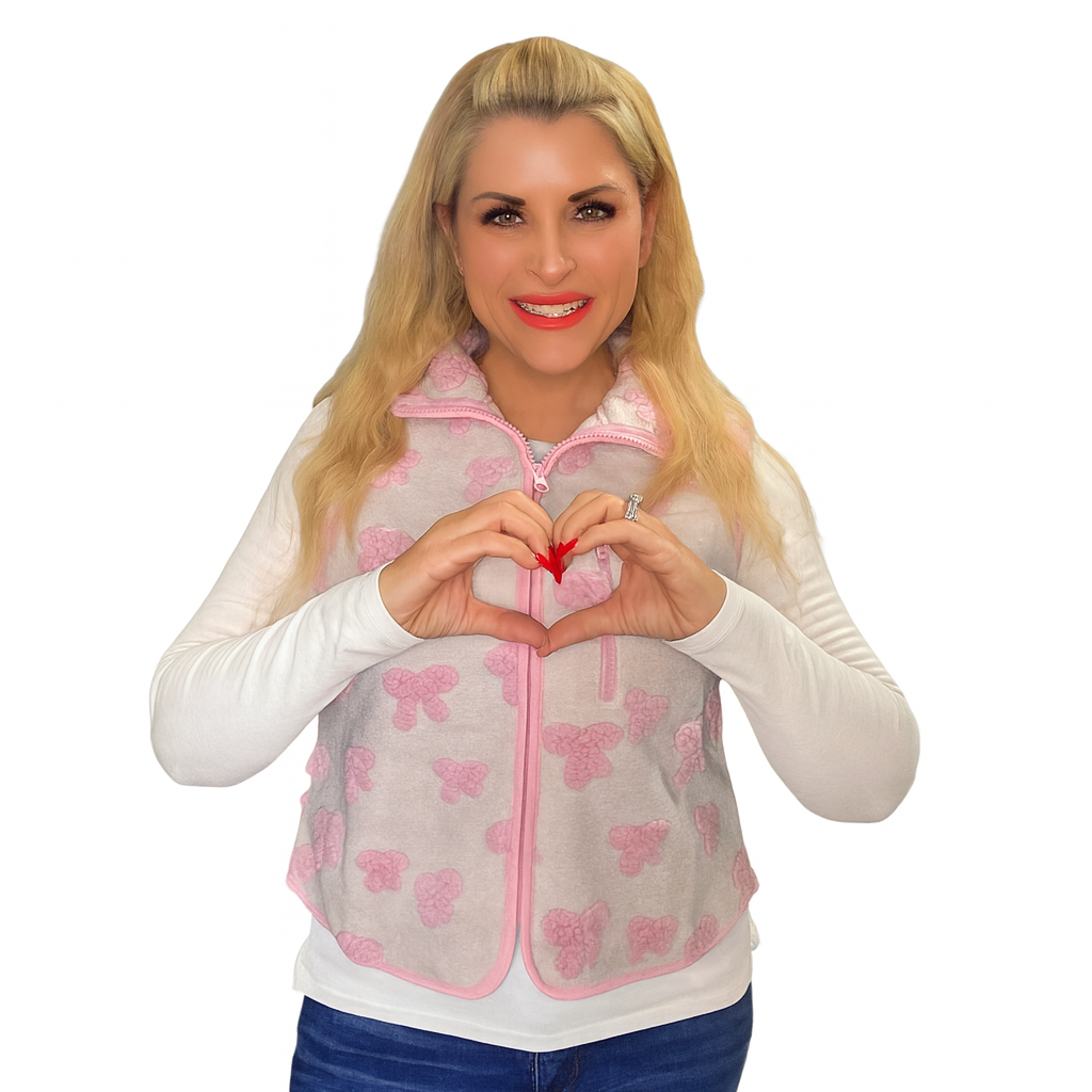 Pink Bow Winter Vest