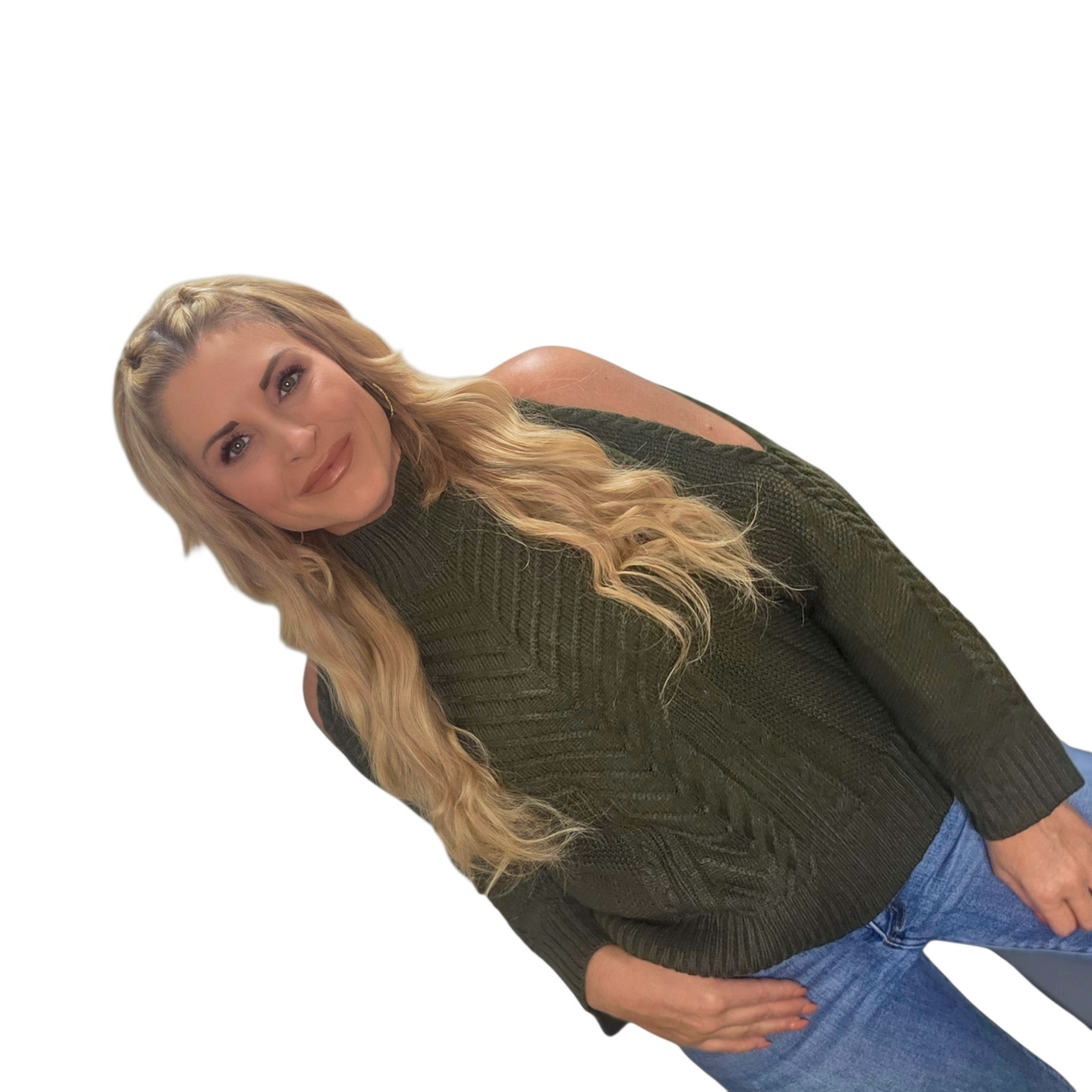 Green Chic Shoulder Cutout