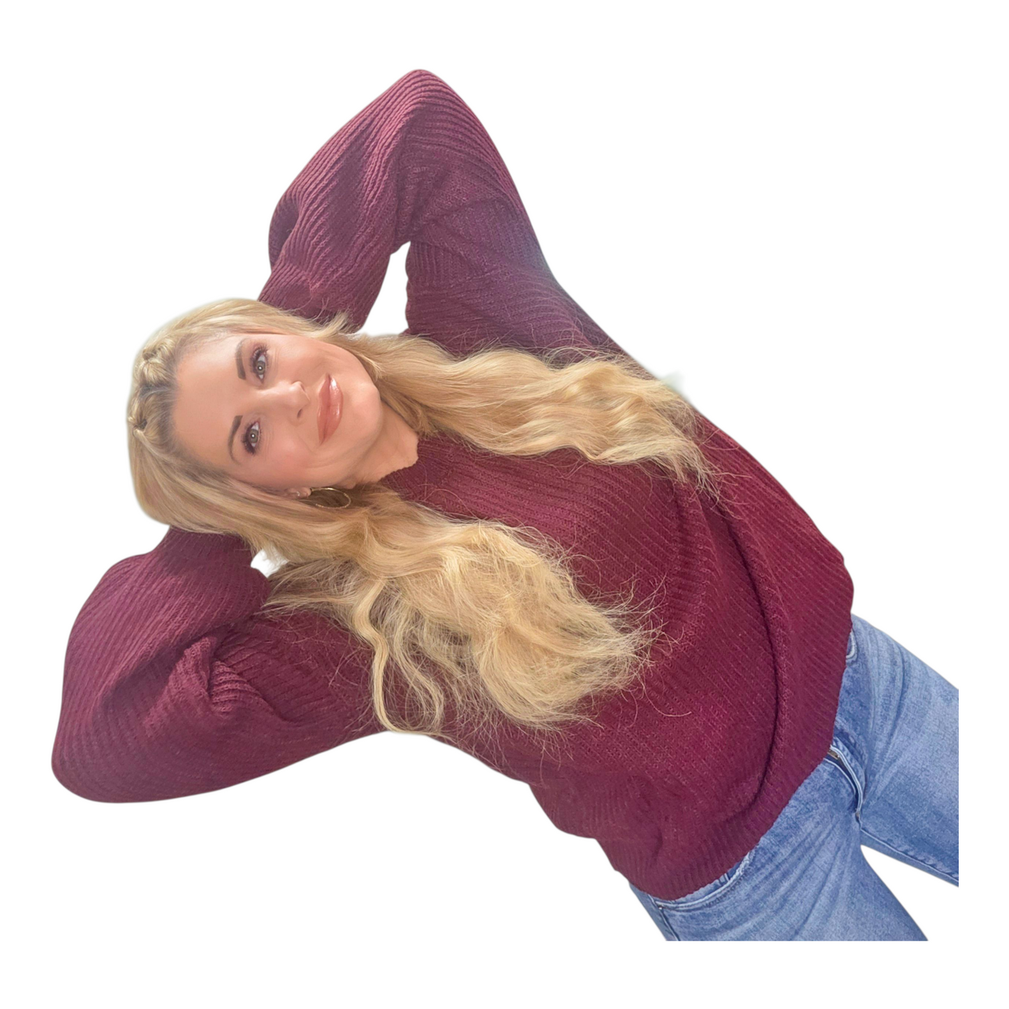 Wine Round Neck Pullover