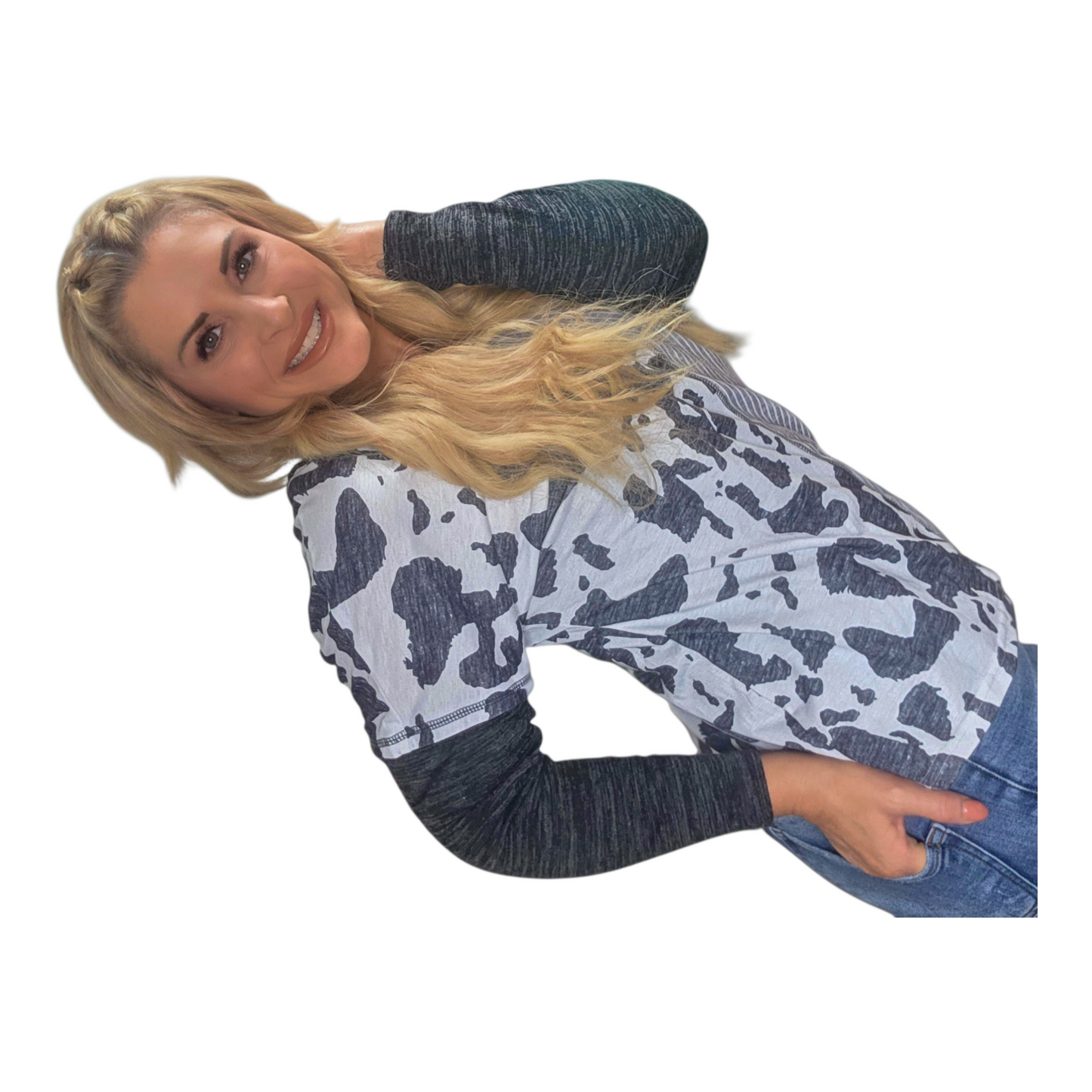Cow Block Lightweight Long Sleeve
