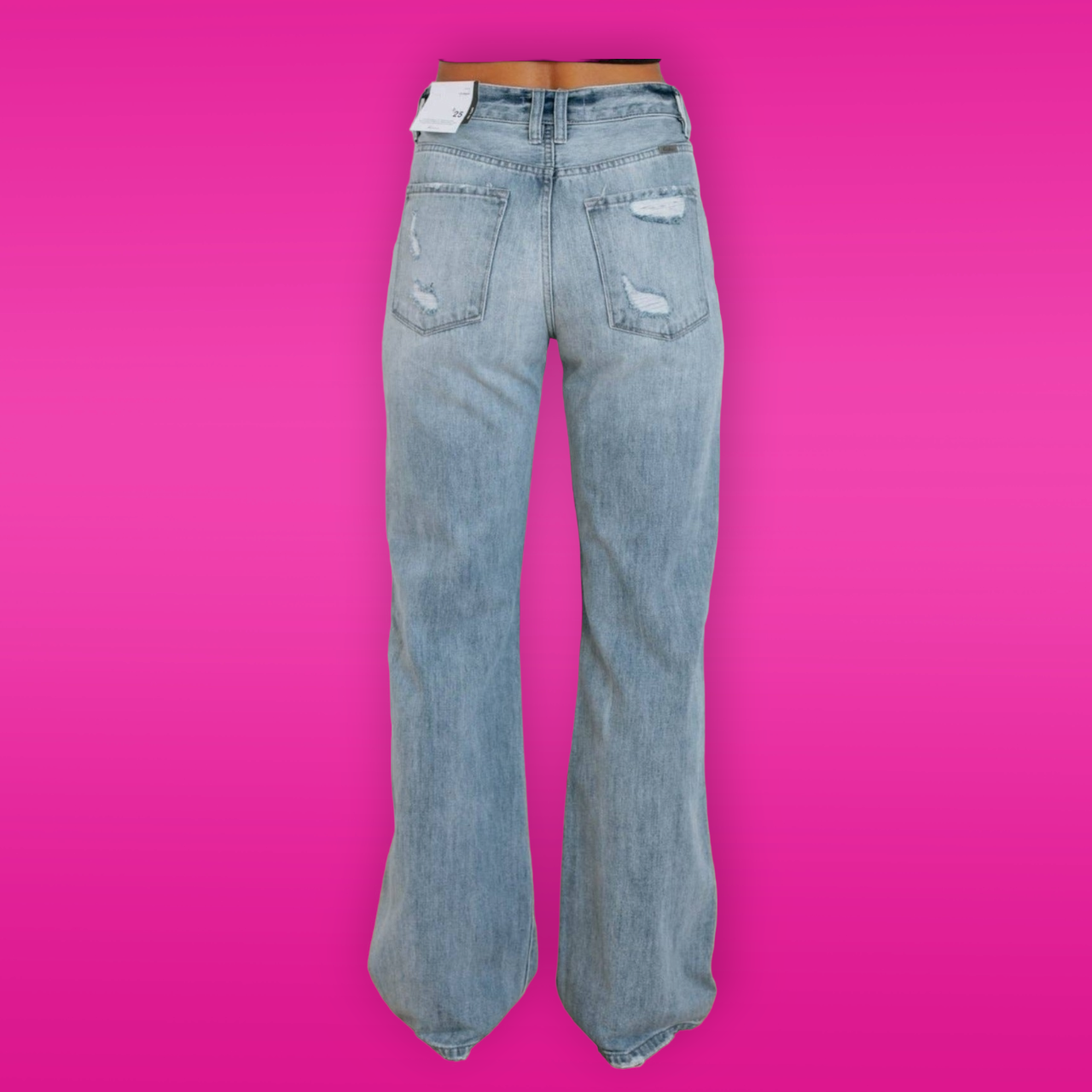 Light Colored Mid Waist Straight Jeans