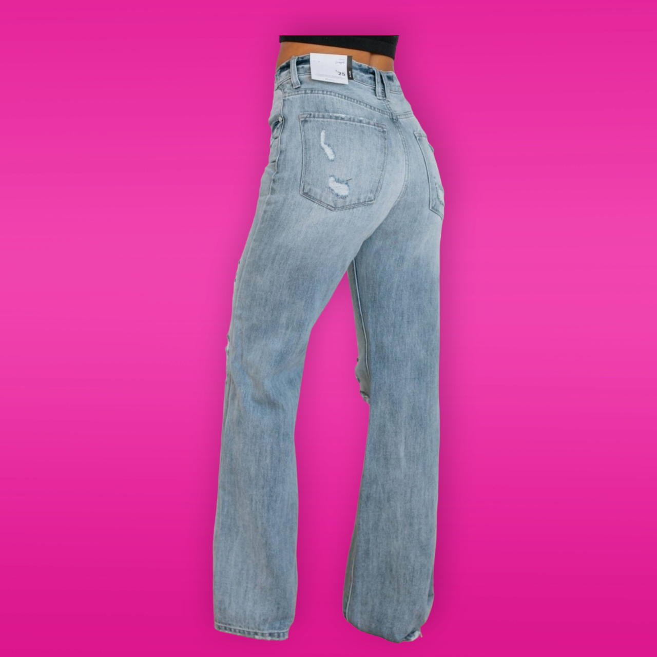 Light Colored Mid Waist Straight Jeans
