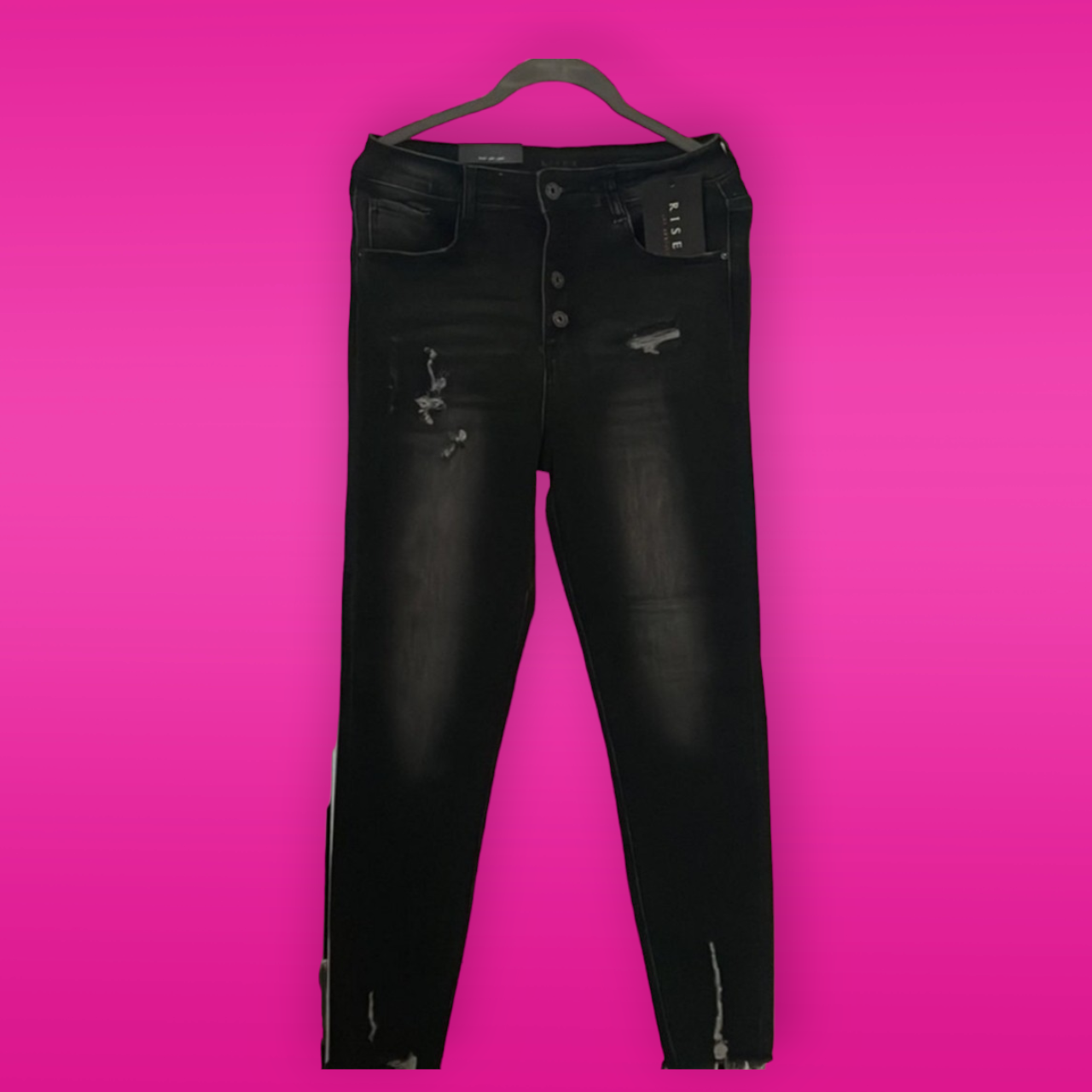 Faded Black Button Fly