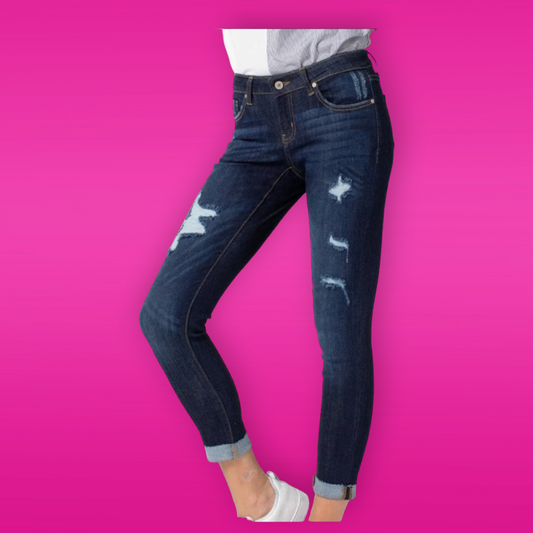 Skinny Leg Distressed Ankle Raw Hems