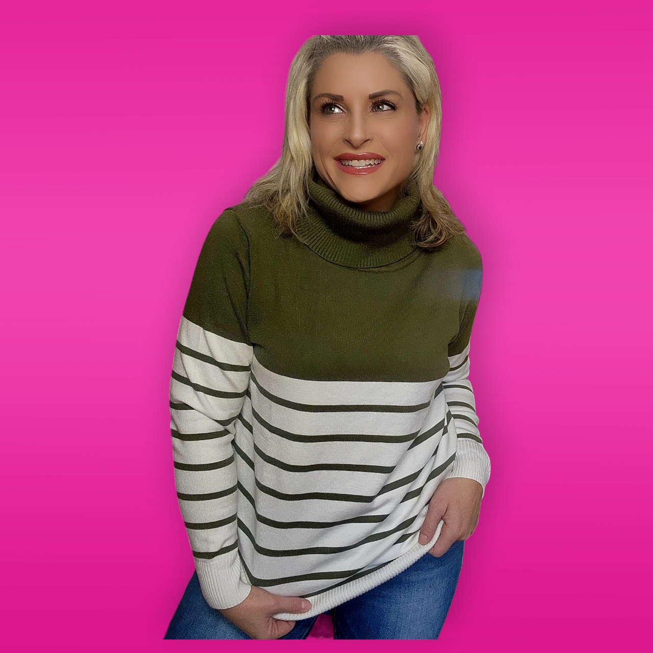 Turtleneck Stripe Color Block