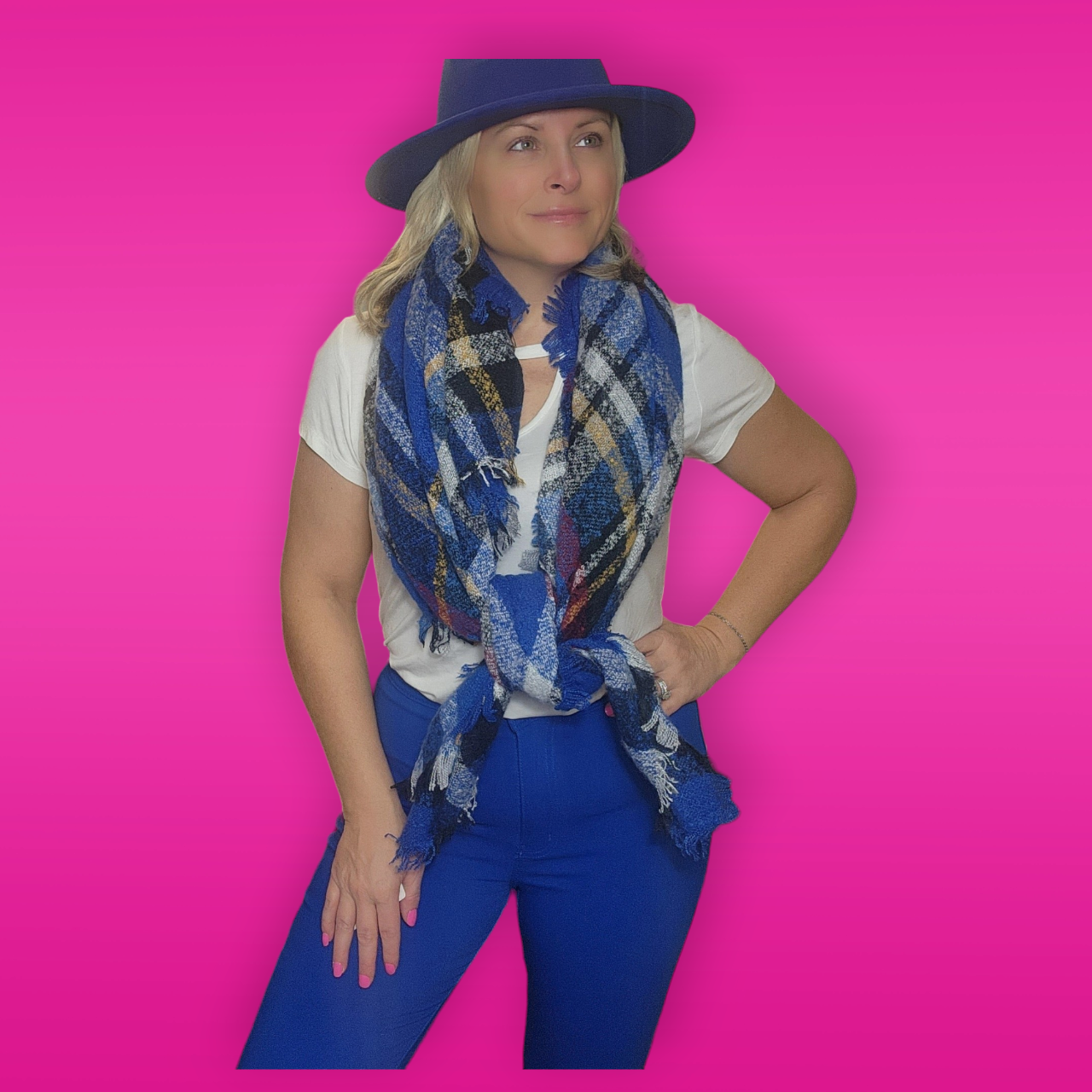 Electric Blue Blanket Scarf
