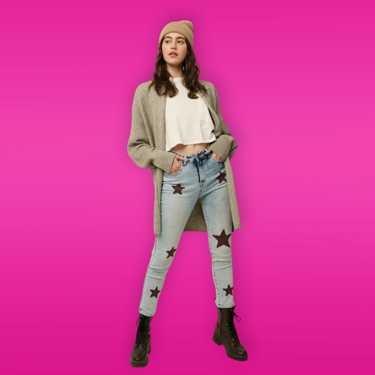 High Rise Light Wash Denim Pants
