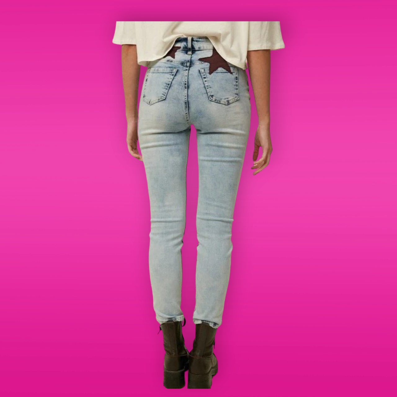 High Rise Light Wash Denim Pants