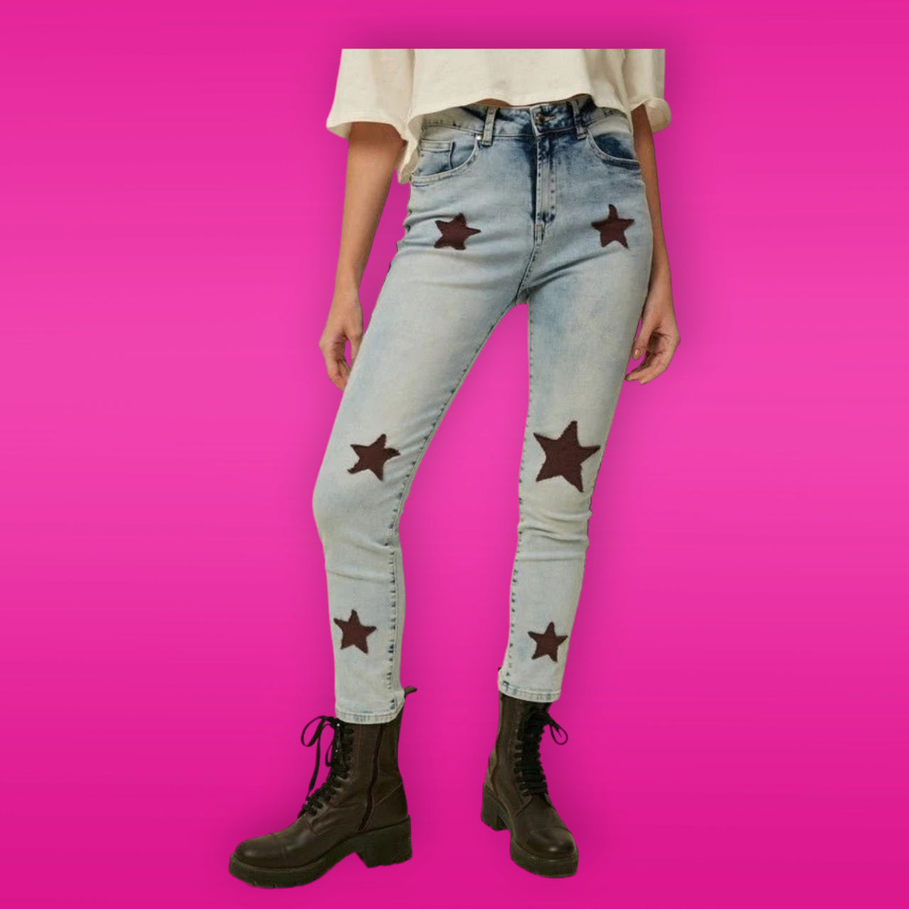 High Rise Light Wash Denim Pants