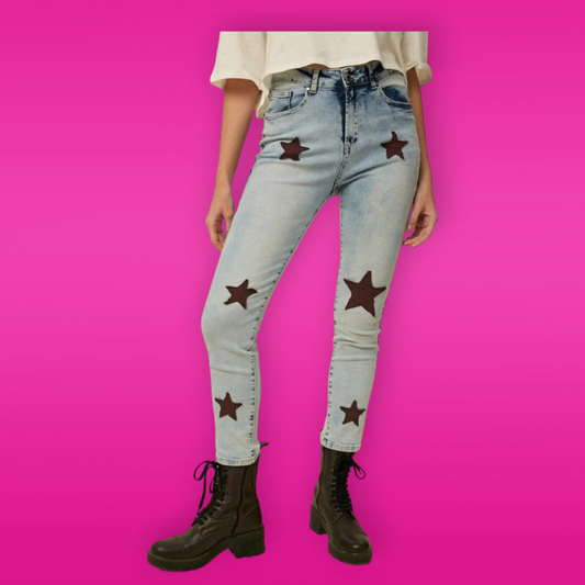 High Rise Light Wash Denim Pants