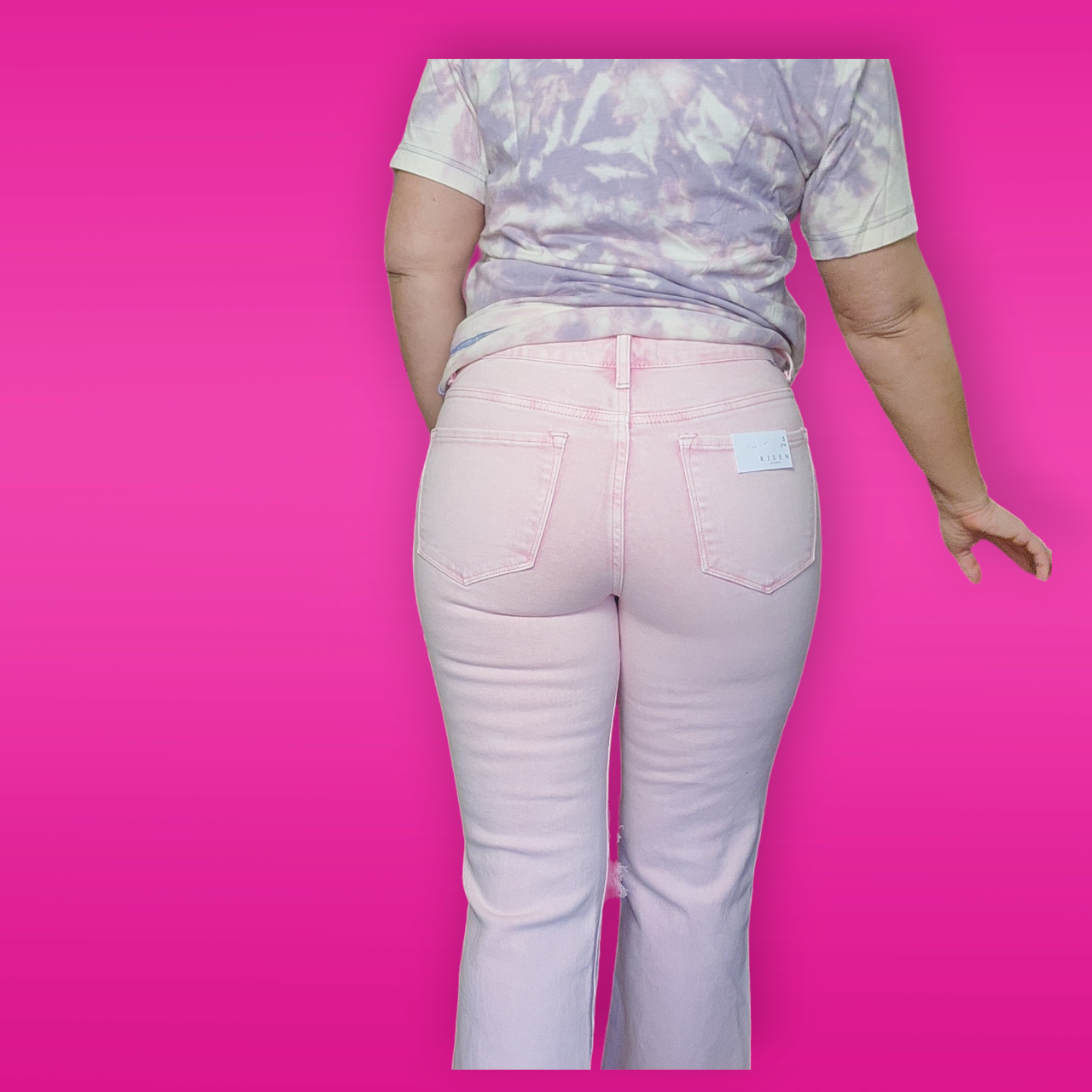 Pink Distressed Denim