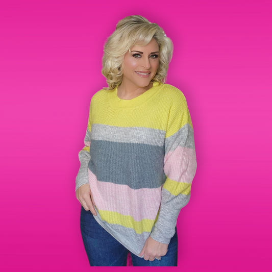 Spring Color Block Lightweight Sweater