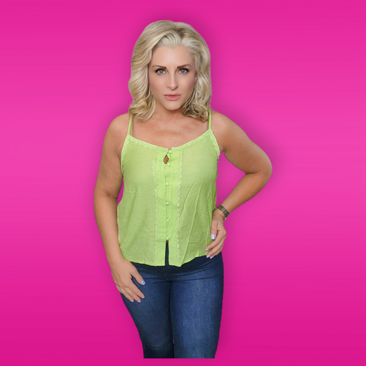 Lime Button Down Tank