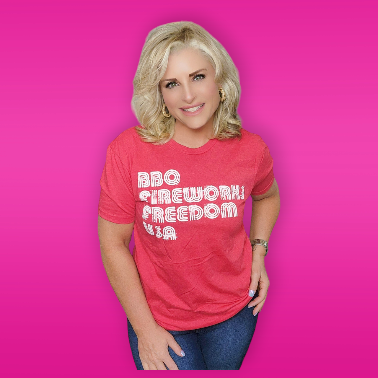 BBQ Fireworks Freedom USA Tee