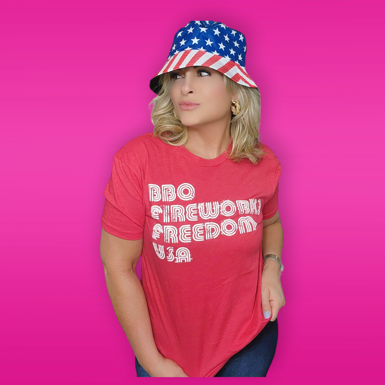 BBQ Fireworks Freedom USA Tee