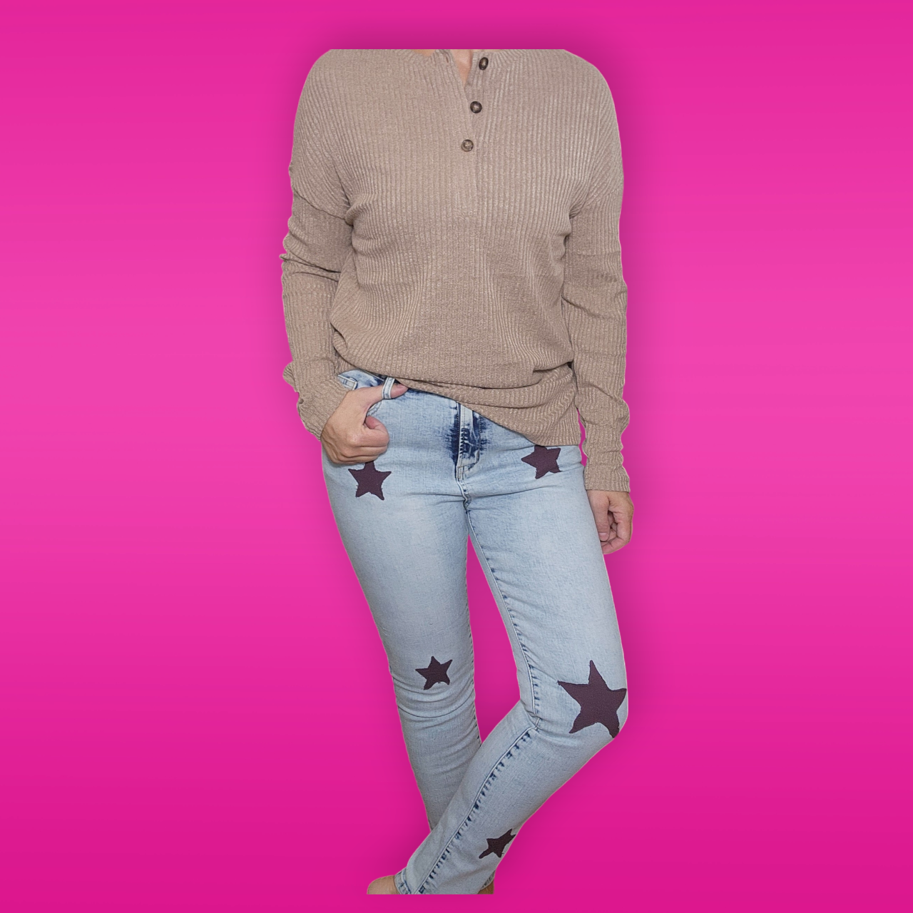 High Rise Light Wash Denim Pants
