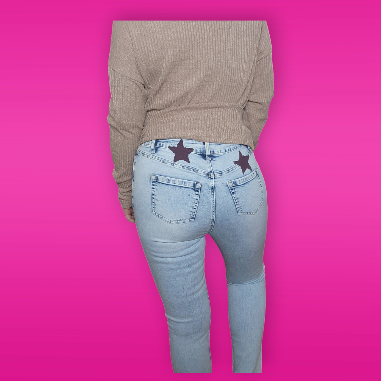 High Rise Light Wash Denim Pants
