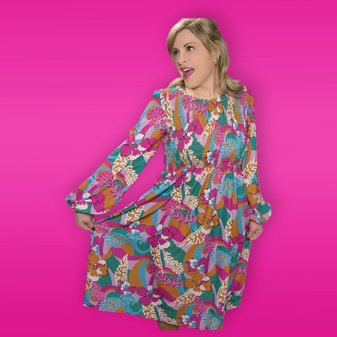 Mixed Print Dress