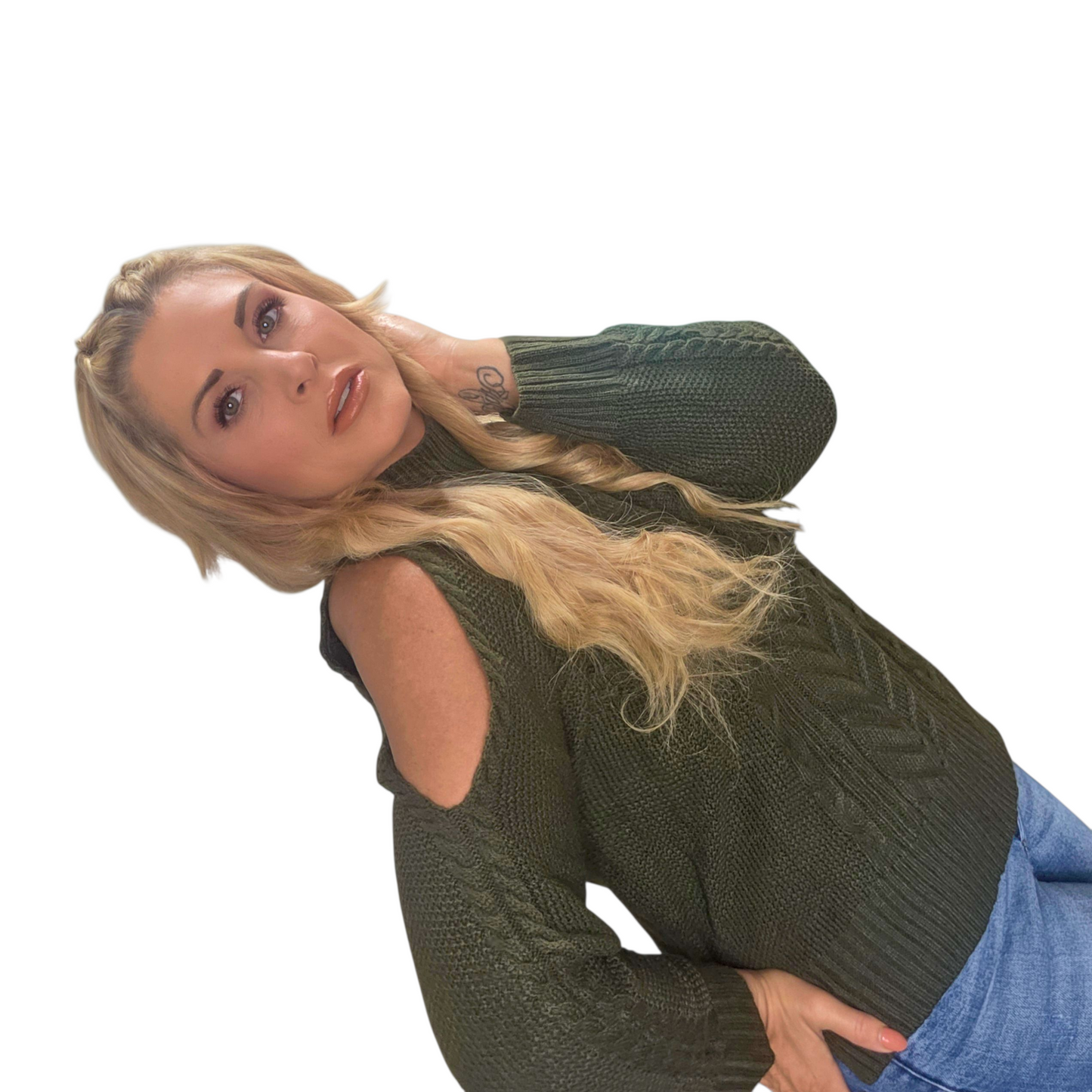 Green Chic Shoulder Cutout