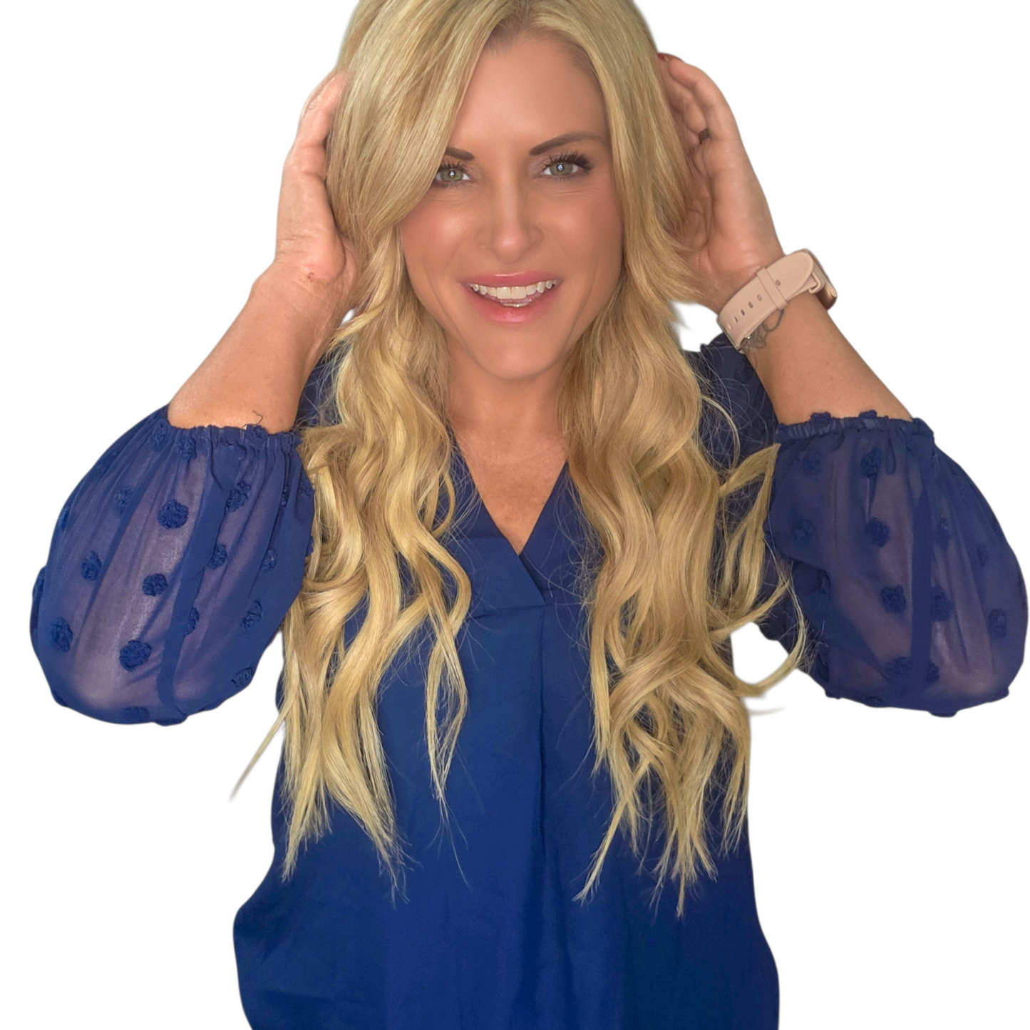 V Neck Dotted Long Sleeve