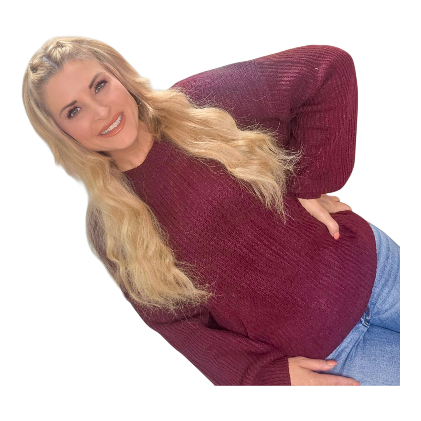 Wine Round Neck Pullover
