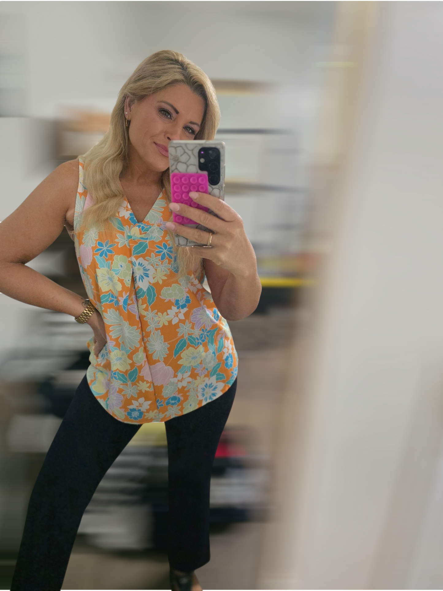 Summer Floral V Neck Tank