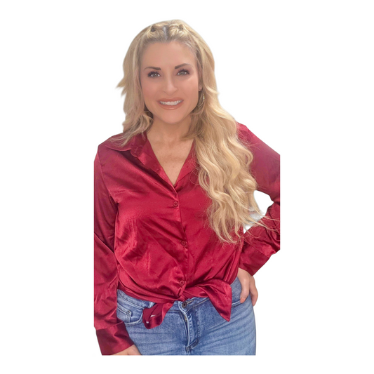 Burgundy Button Down Blouse