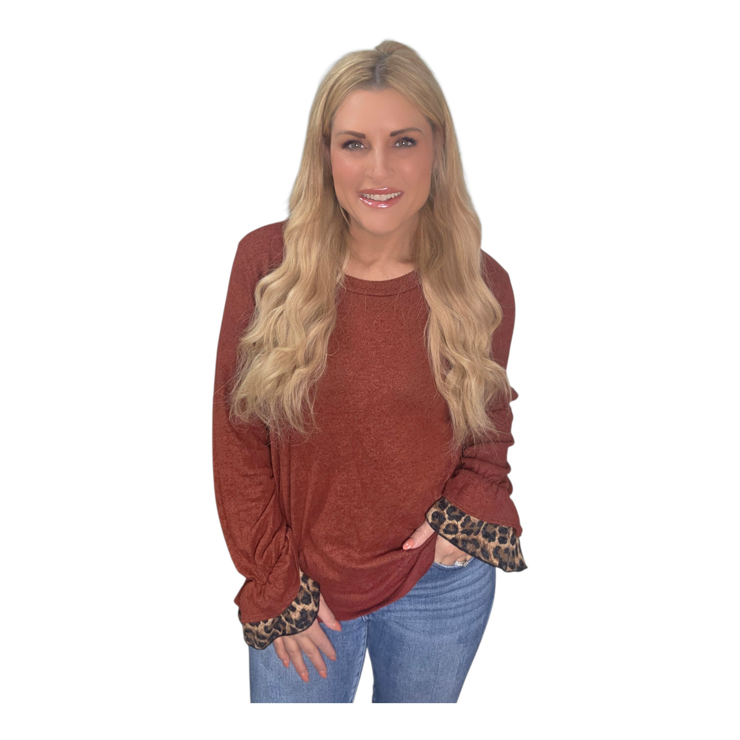 A Hint Of Animal Print Cuffed Sleeve