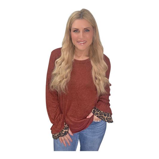 A Hint Of Animal Print Cuffed Sleeve