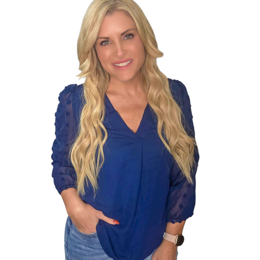 V Neck Dotted Long Sleeve